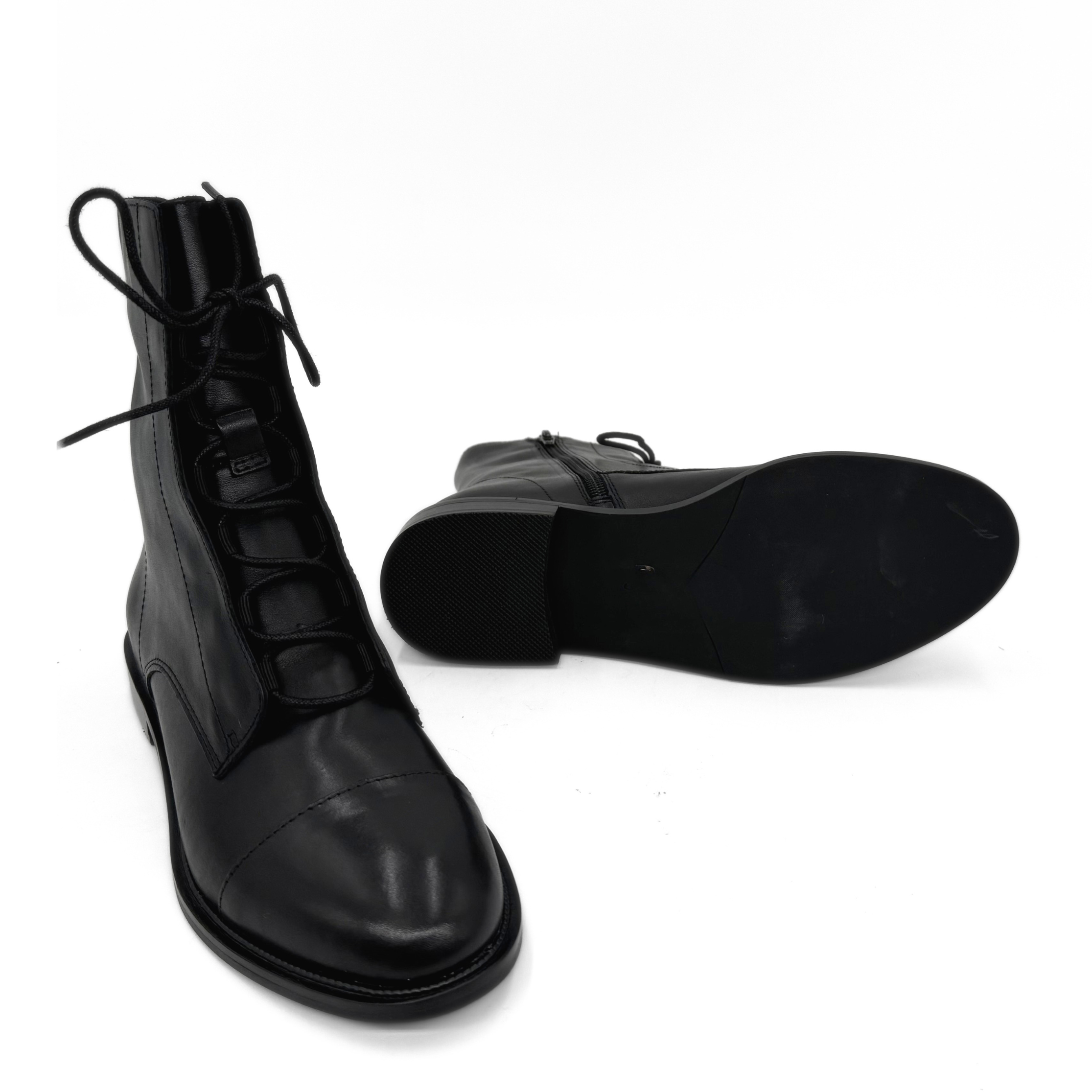 Claude Lace-Up Leather Ankle Boots, Alternate, color, Black Leather