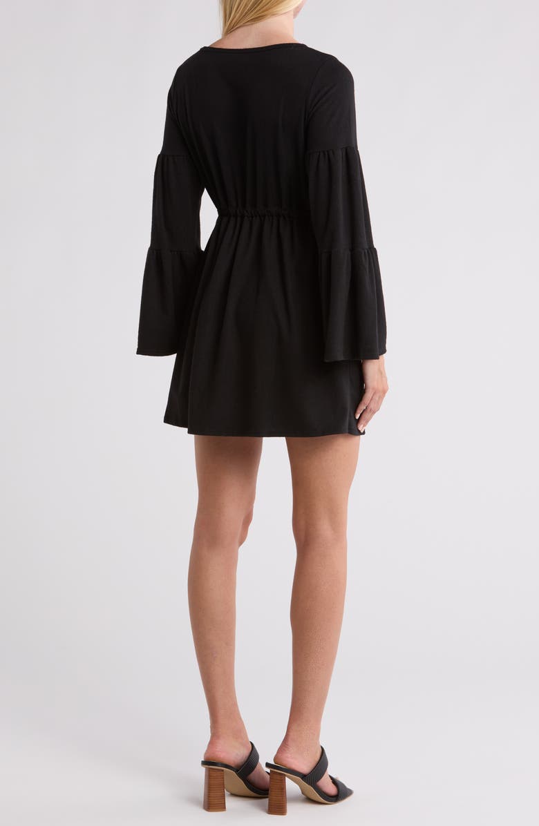 GO COUTURE Boat Neck Bell Sleeve Minidress, Alternate, color, Black