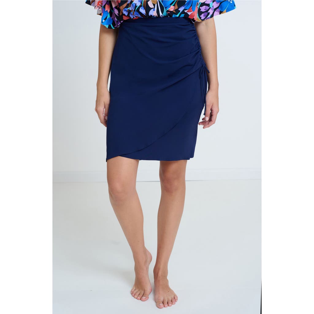 Gottex Modest Modest Surplice Skirt With Side Shirring In Blue