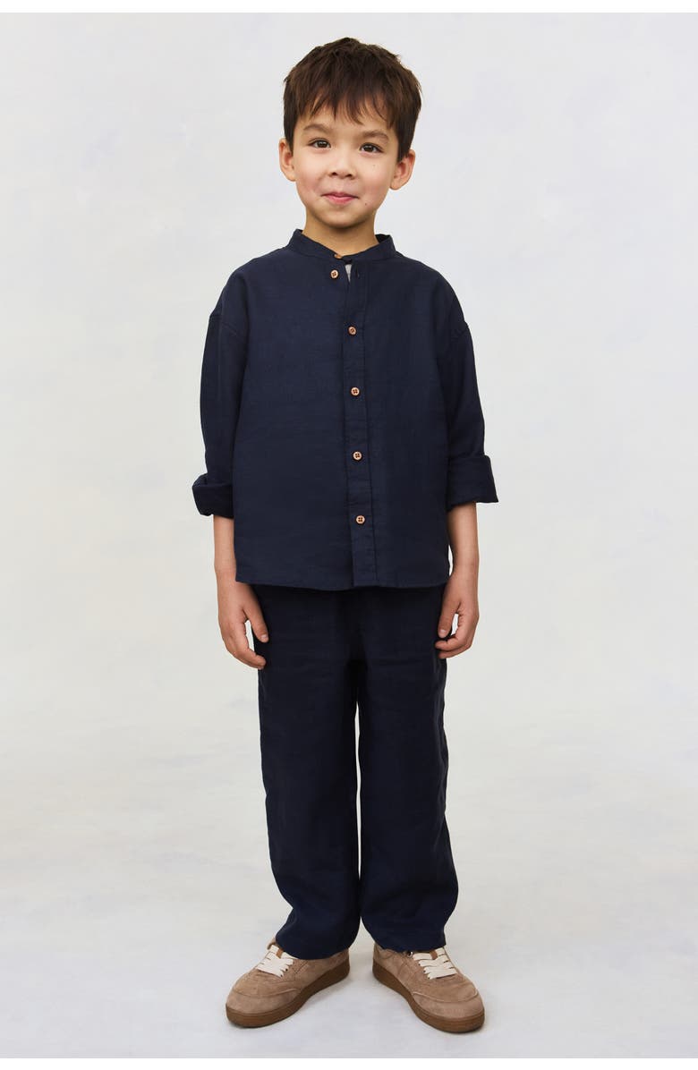 H&M Linen Trousers, Alternate, color, Navy Blue