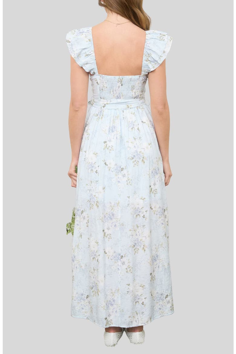 Floral Print Ruffle Maxi Dress, Alternate, color, LIGHT BLUE MULTI