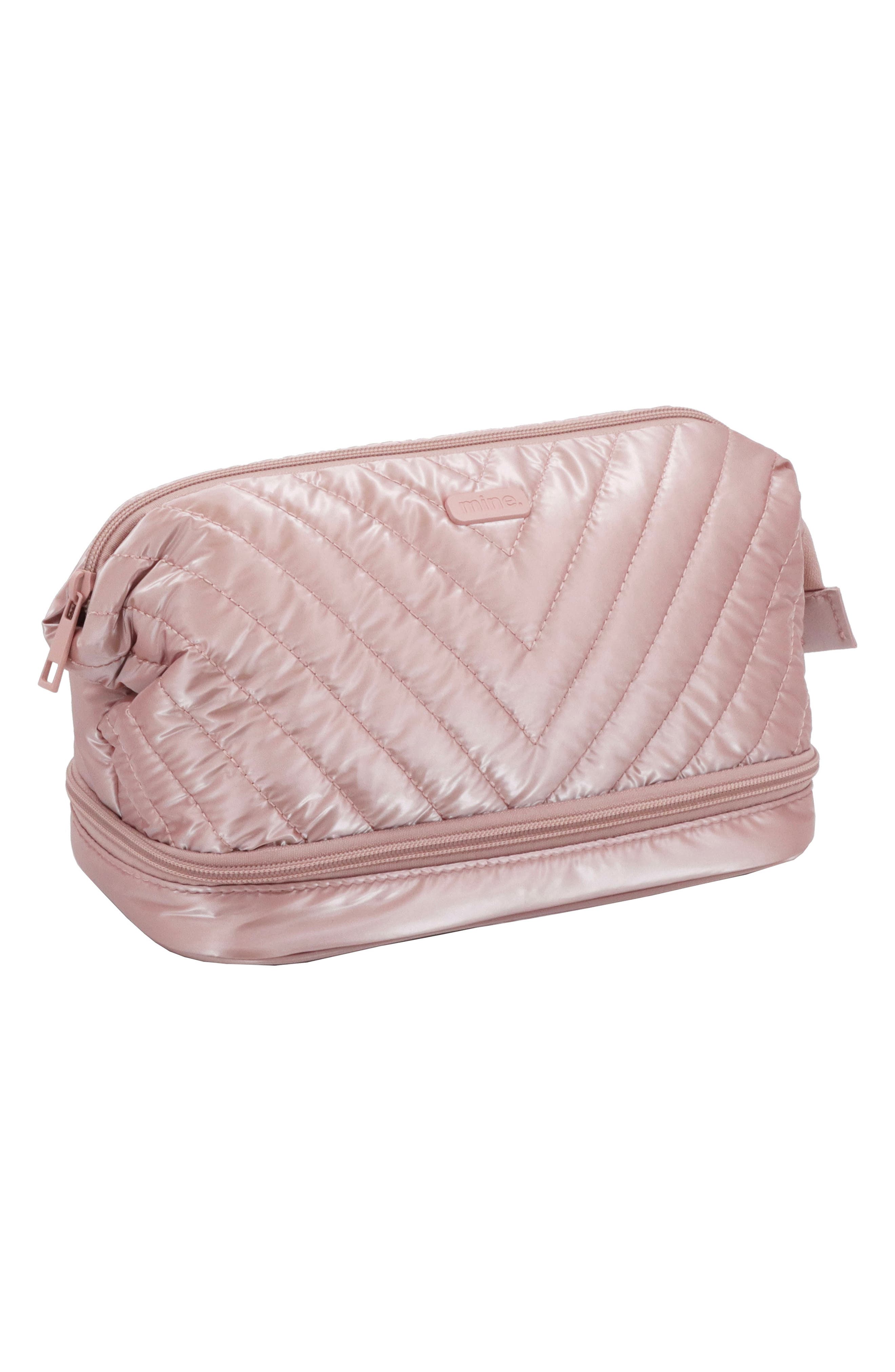 Chevron Beauty Case, Alternate, color, METALLIC BLUSH
