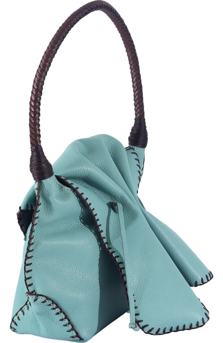 Carlos Falchi Shoulder Butterfly Top Grain Leather Bag, Alternate, color, Caribbean Teal