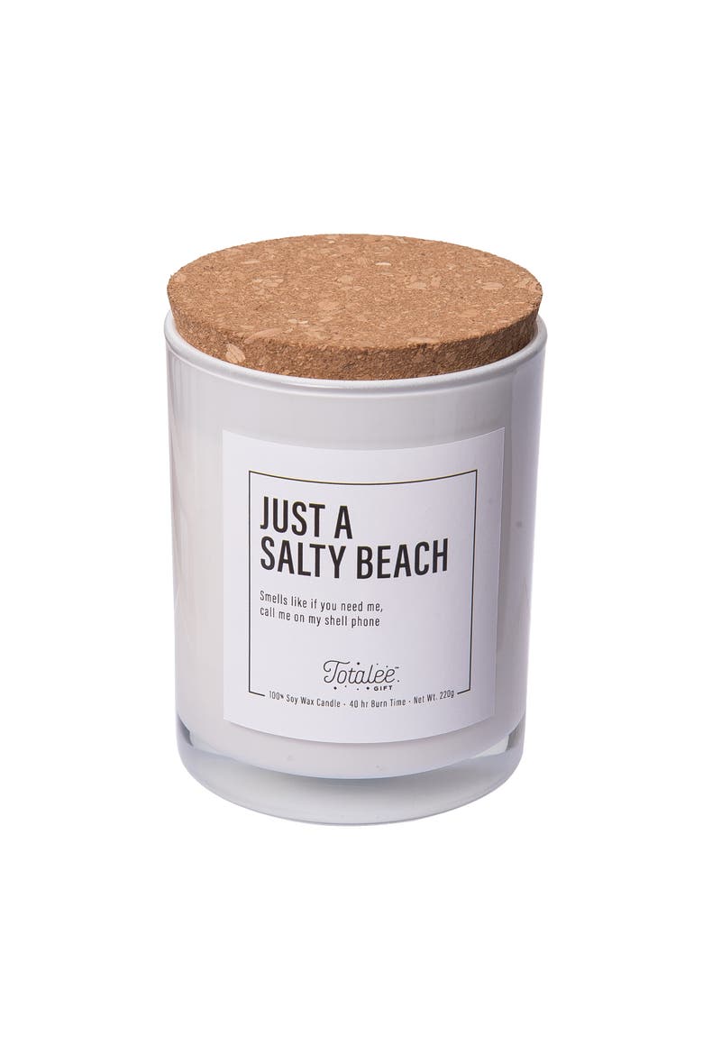 Just A Salty Beach Soy Candle Wax White 8.46 oz Burn Time 40, Main, color, White