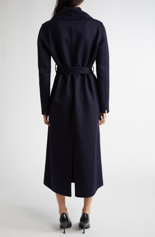 Stella Mccartney Belted Double Face Wool Wrap Coat In Ink