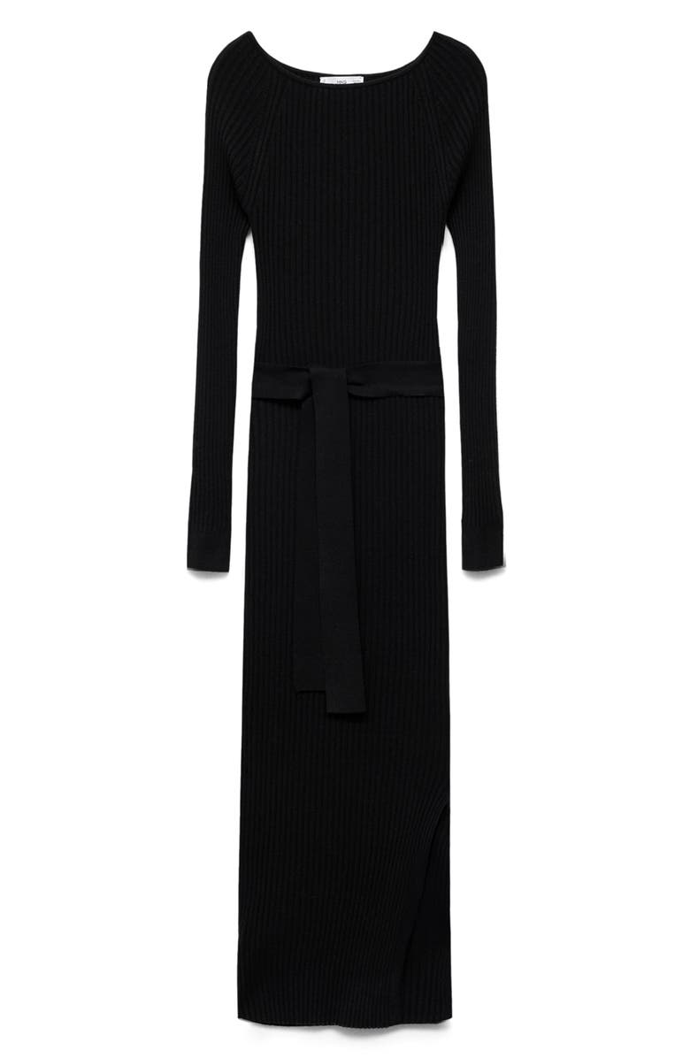 MANGO Long Sleeve Rib Knit Midi Dress, Alternate, color,