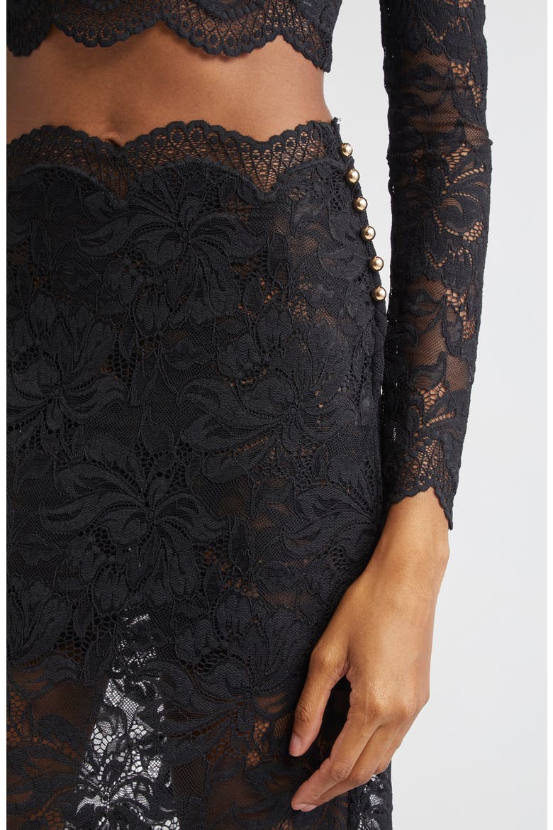 Stretch Lace Midi Skirt, Alternate, color, BLACK