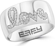 EFFY Sterling Silver Pavé Diamond Love Band Ring