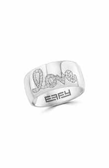 Sterling Silver Pavé Diamond Love Band Ring