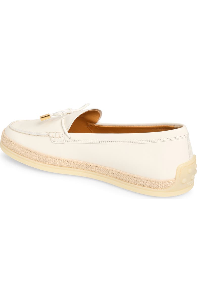 Tod's Raffia Trim Boat Shoe, Alternate, color, Bianco Calce