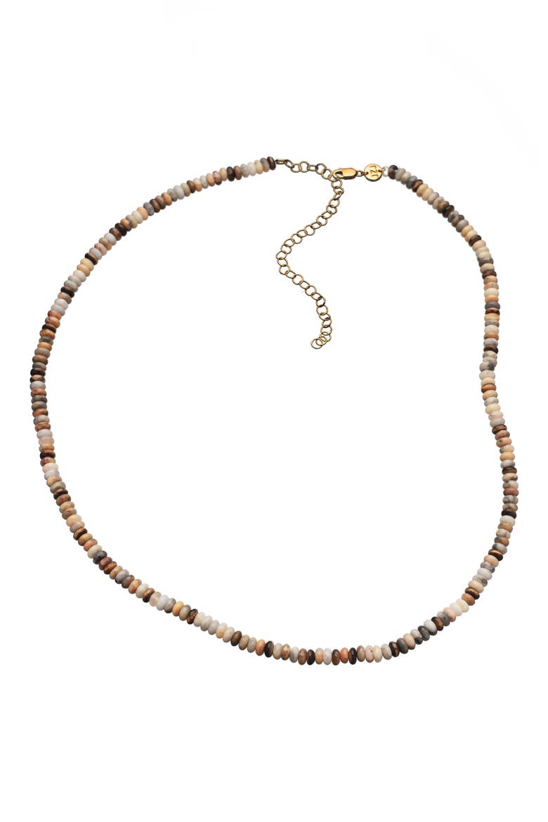 Mara 18k Gold Plated Agate & Tiger's Eye Beaded Necklace, Main, color, YELLOW GOLD