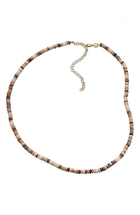 Mara 18k Gold Plated Agate & Tiger's Eye Beaded Necklace