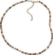 Jennifer Zeuner Mara 18k Gold Plated Agate & Tiger's Eye Beaded Necklace