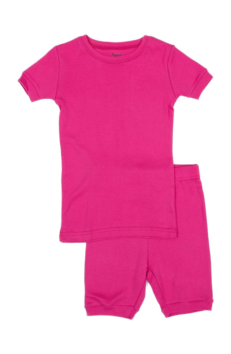 Leveret Kids Short Sleeve Cotton Solid Matching Family Pajamas, Main, color, Hot Pink