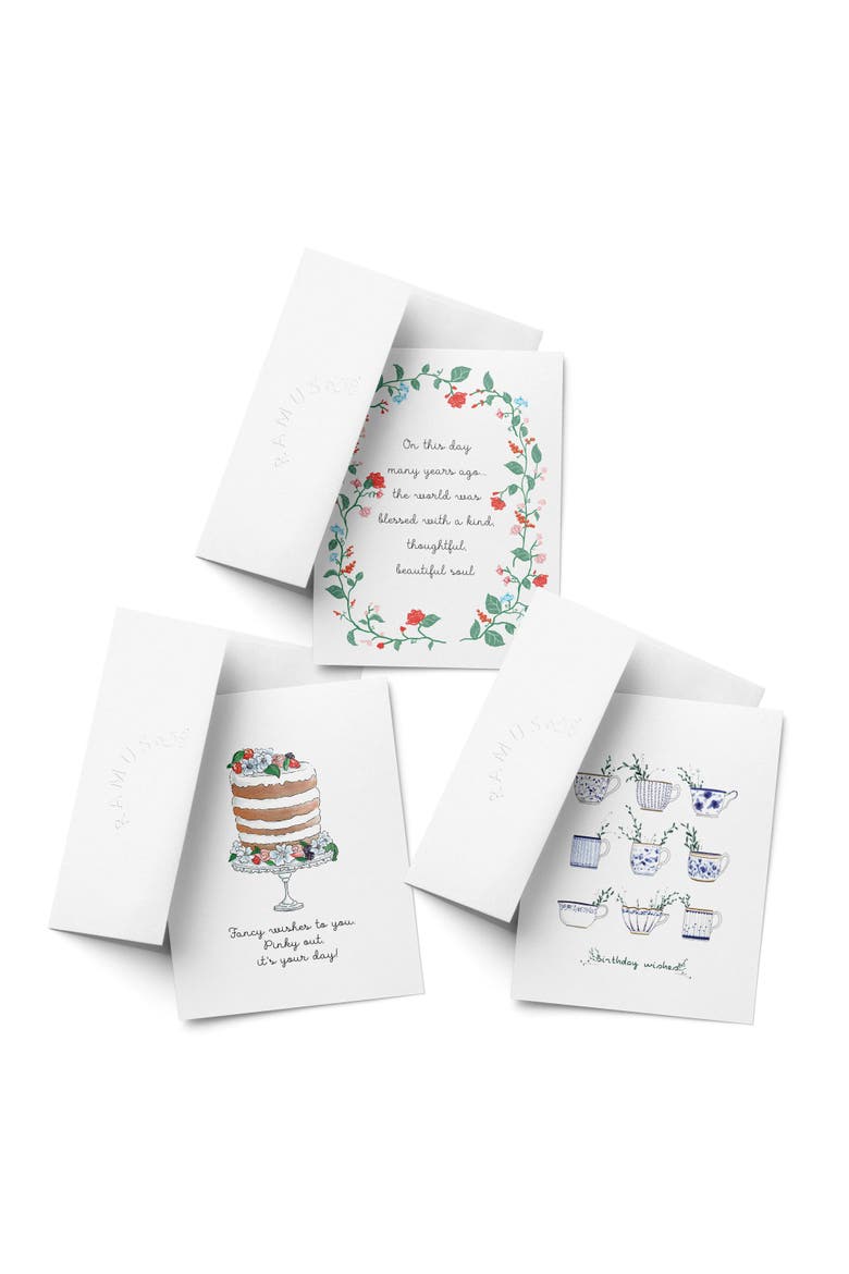 Birthday Assorted Greeting Card Pack (3ct) "Tea, Flowers, Cake", Main, color, Multi-Pack
