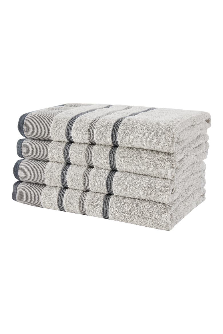 Luxurious Cotton 4-Pack Decorative Bath Towel Set, Main, color, LIGHT GREY / MID GREY