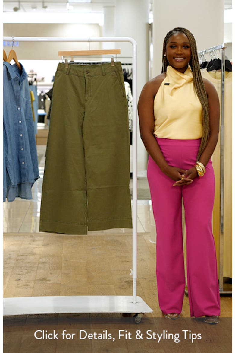 Wide Leg Cotton Stretch Twill Ankle Pants video