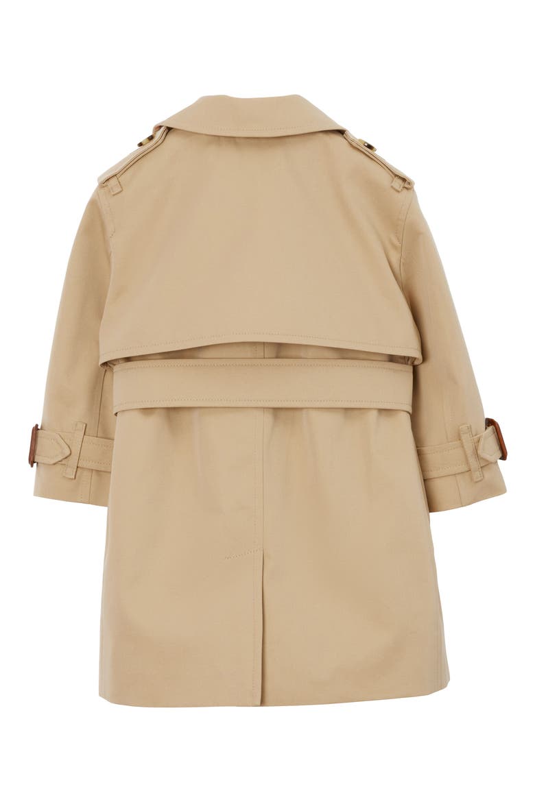 Girls' Gabardine Trench Coat, Alternate, color, HONEY