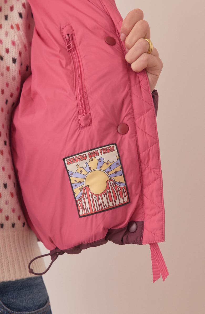 Marine Layer Gia Crop Down Puffer Jacket, Alternate, color, Warm Colorblock