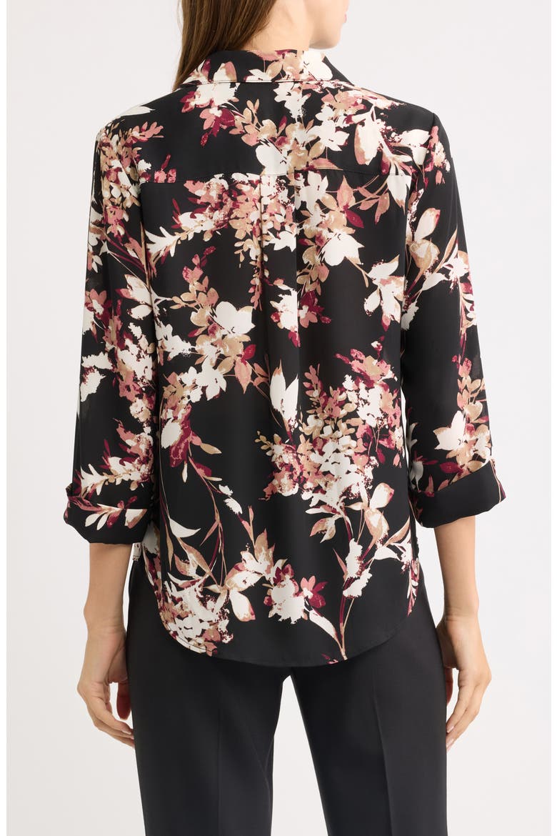 Roll Tab Woven Top, Alternate, color, ANNE BLACK MULTI