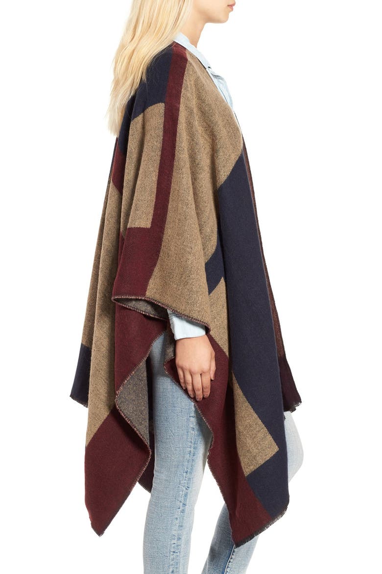 Colorblock Poncho, Alternate, color, NAVY MULTI