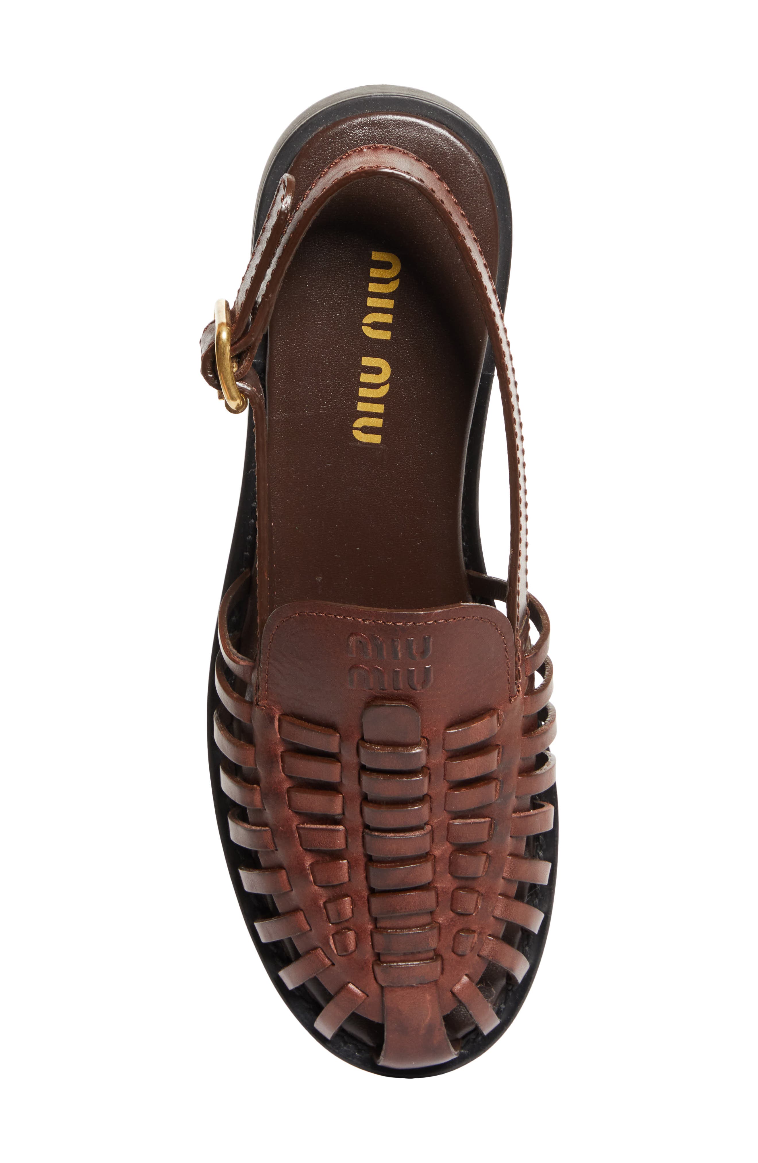 Miu Miu Slingback Huarache Sandal, Alternate, color, Brown