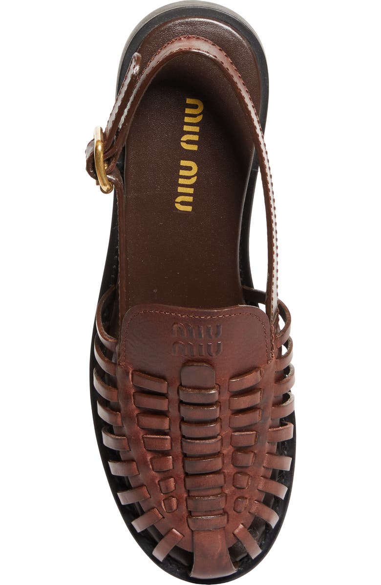 Miu Miu Slingback Huarache Sandal, Alternate, color, Brown