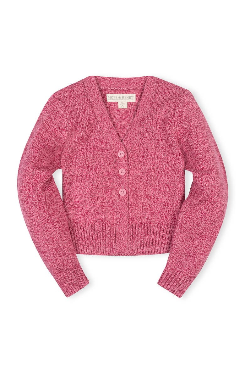 Kids' Organic V-Neck Cardigan Sweater, Main, color, Vivid Pink Marl