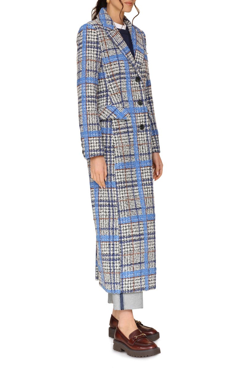Avec Les Filles Plaid Tweed Long Coat, Alternate, color,