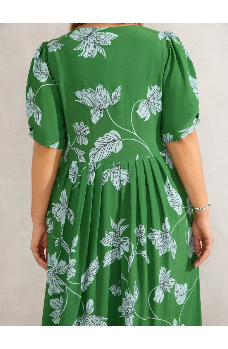 Live Unlimited Floral Print Lace Up Dress, Alternate, color, Green