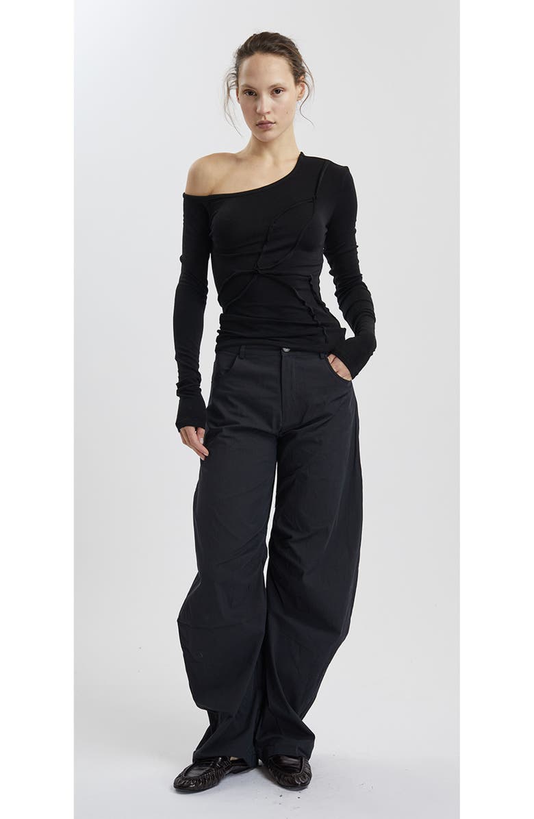 Mother of All Pepper Long Sleeved Off Shoulder T Shirt, Alternate, color, Black