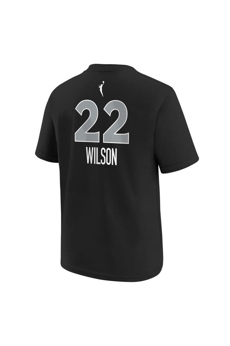 Youth Nike A'ja Wilson Black Las Vegas Aces Explorer Edition Name & Number T-Shirt, Alternate, color, Black