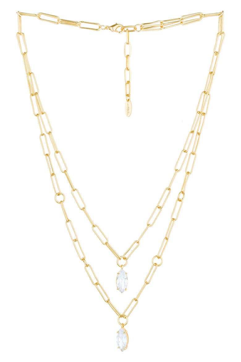 Layered Paperclip Link Pendant Necklace, Main, color, GOLD