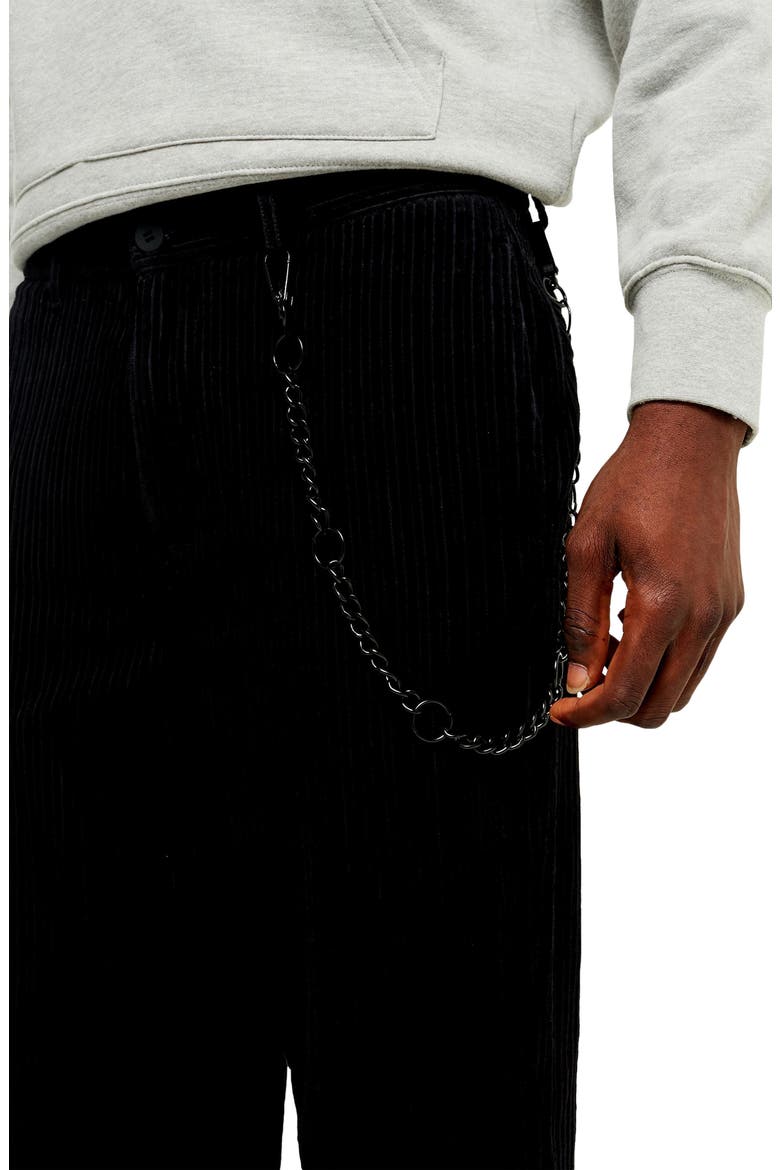 Wide Leg Corduroy Trousers, Alternate, color, BLACK