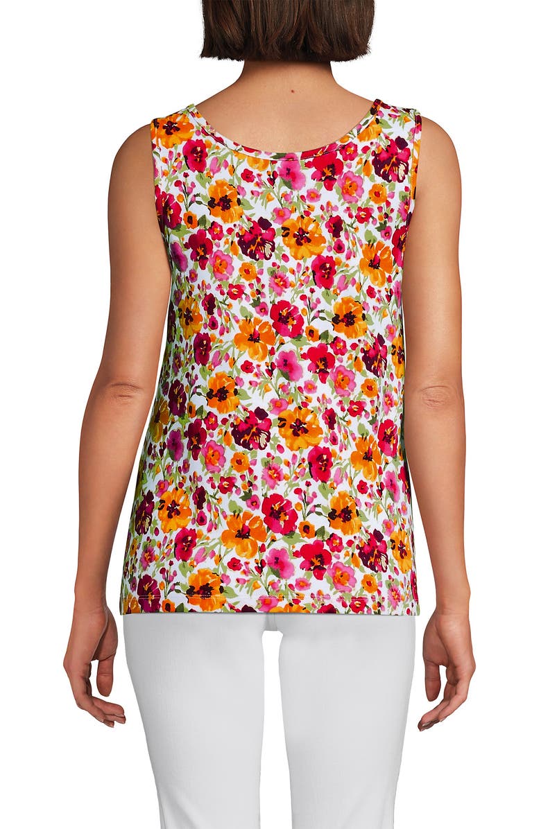 Lands' End Cotton Tank Top, Alternate, color, White/Hot Pink Painted Blooms