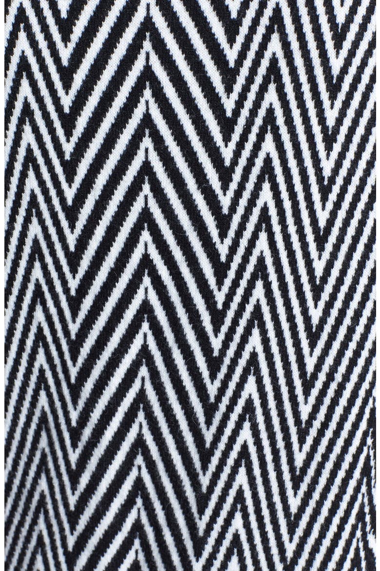 Leather Trim Herringbone Cashmere Poncho, Alternate, color, BLACK- IVORY SOFT MULTI