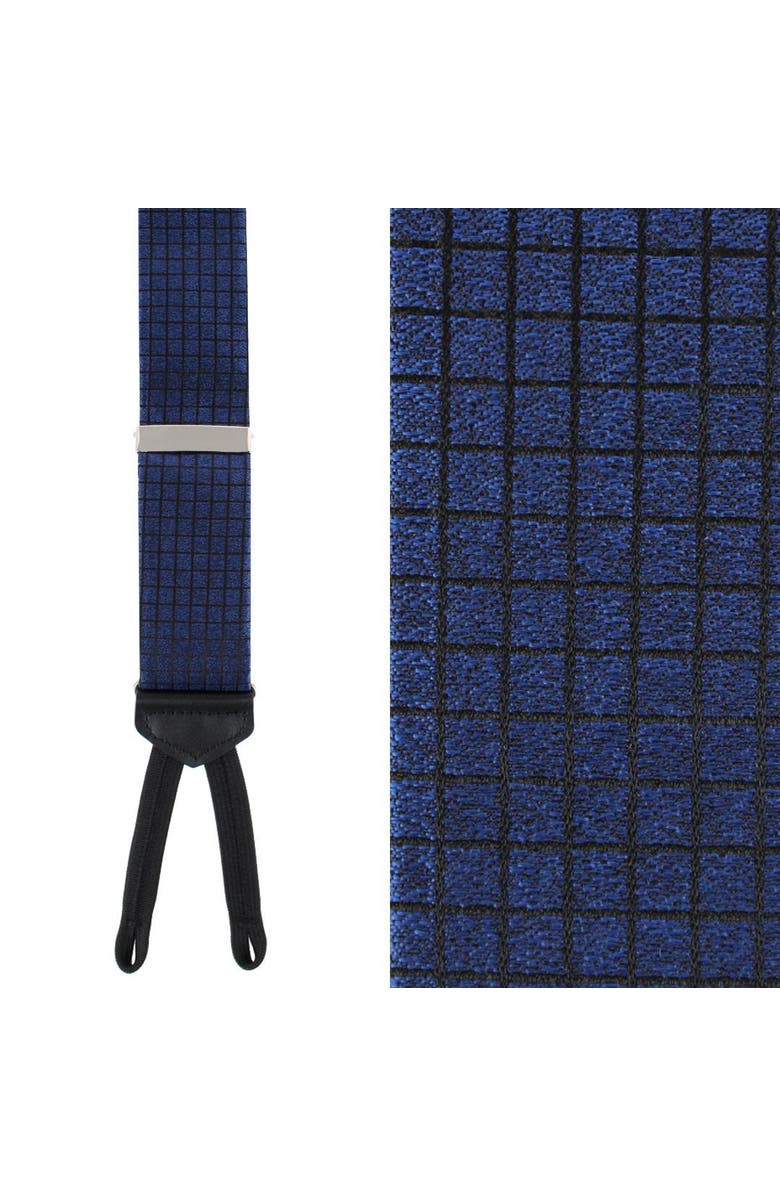 Trafalgar Bradford Neat Square Silk Formal End Suspenders, Main, color, Navy Blue