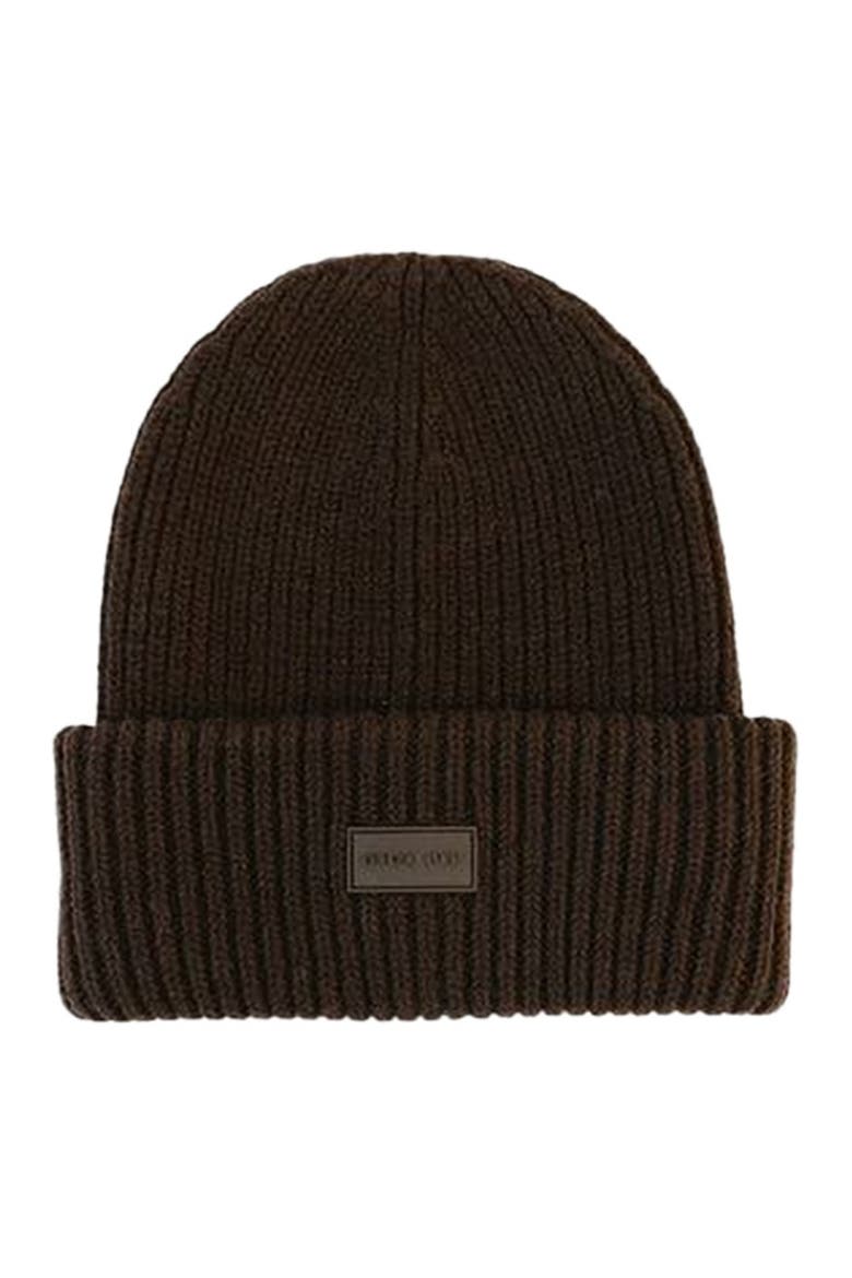 Gigi Merino Wool Chunky Ribbed Beanie, Main, color, Dark Brown