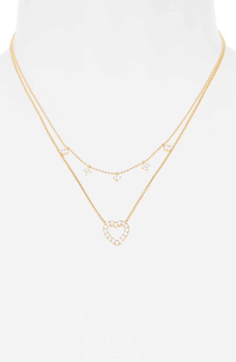 Leith Set of 2 Pavé Cubic Zirconia Heart Pendant Necklace, Alternate, color, Clear- Gold