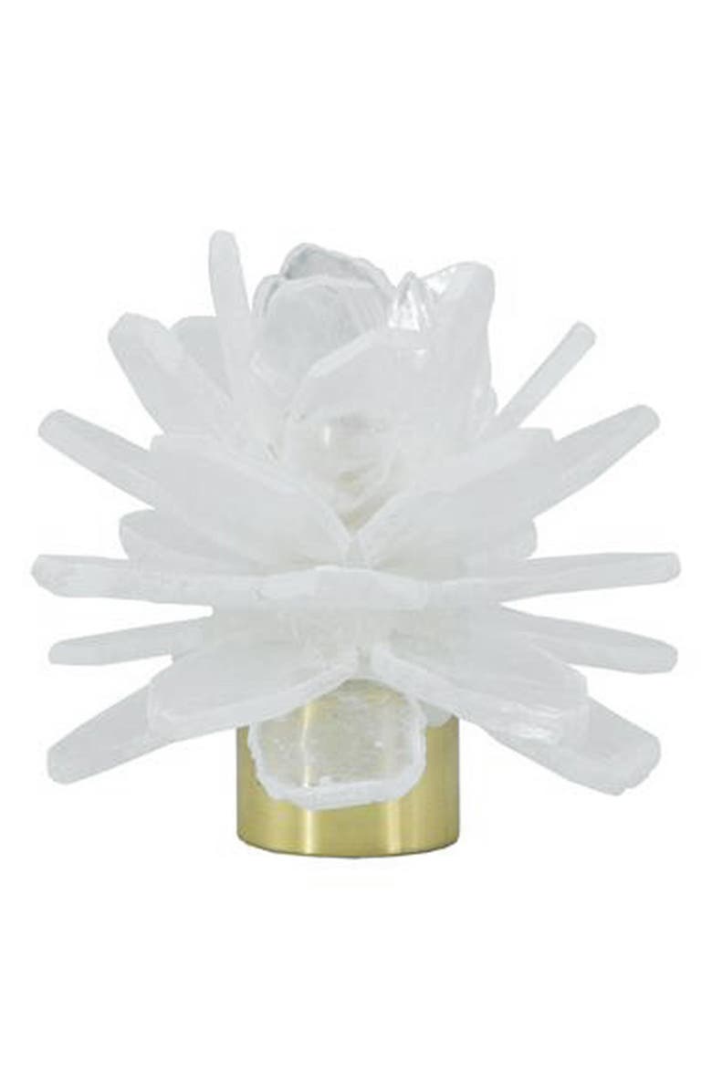 A & B Home Selenite Stone Candleholder, Main, color, White
