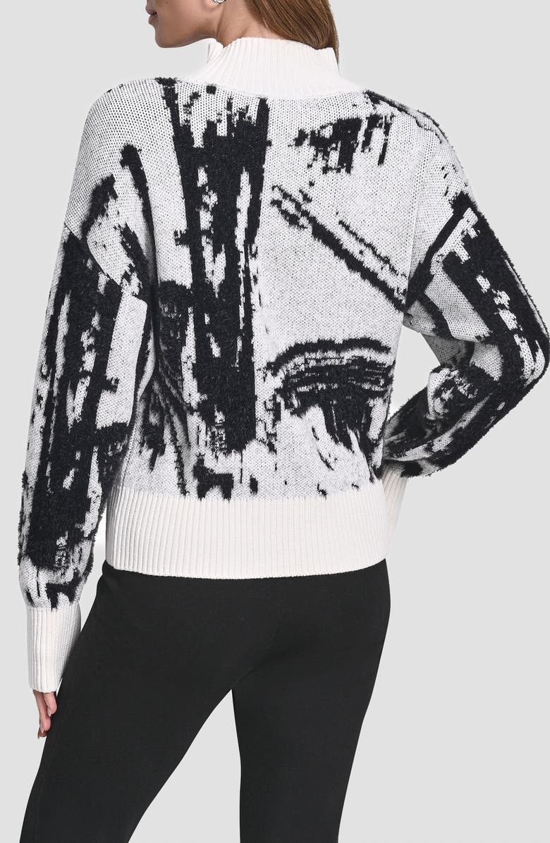 DKNY Oversize Intarsia Sweater, Alternate, color, Ivory/ Black