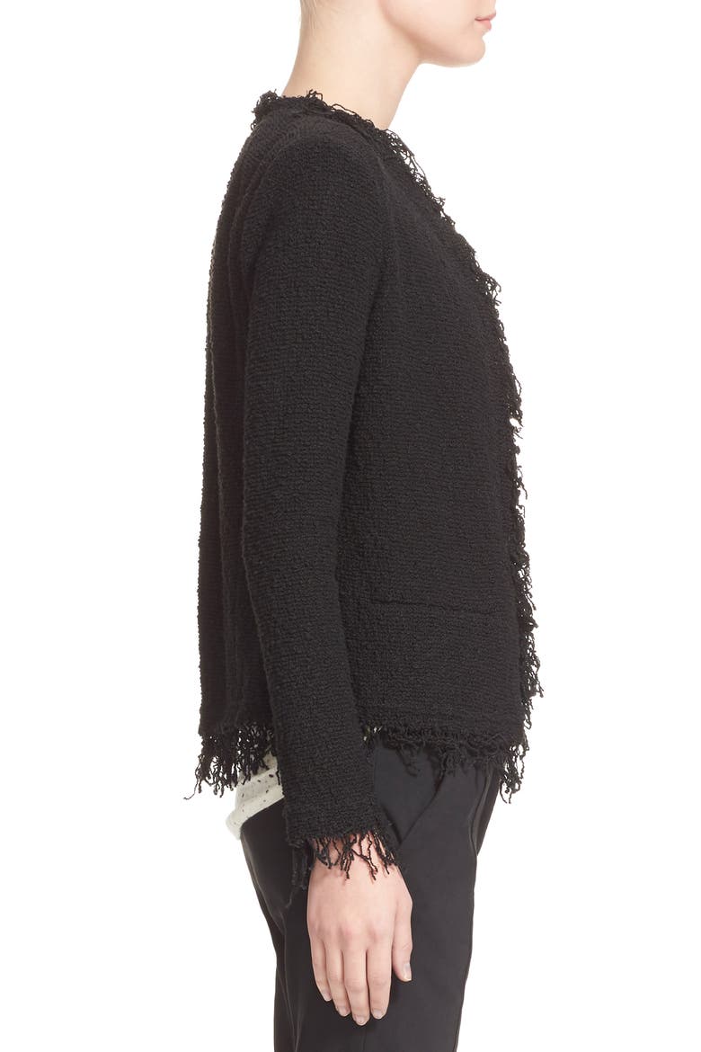 Fringe Trim Open Jacket, Alternate, color, BLACK