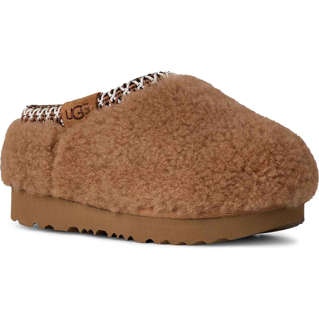 Ugg(r) Kids' Tasman Maxi Curly Genuine Shearling Slipper In Brown