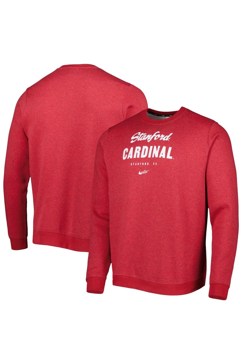 Men's Nike Cardinal Stanford Cardinal Vault Stack Club Fleece Pullover Sweatshirt, Main, color, Cardinal