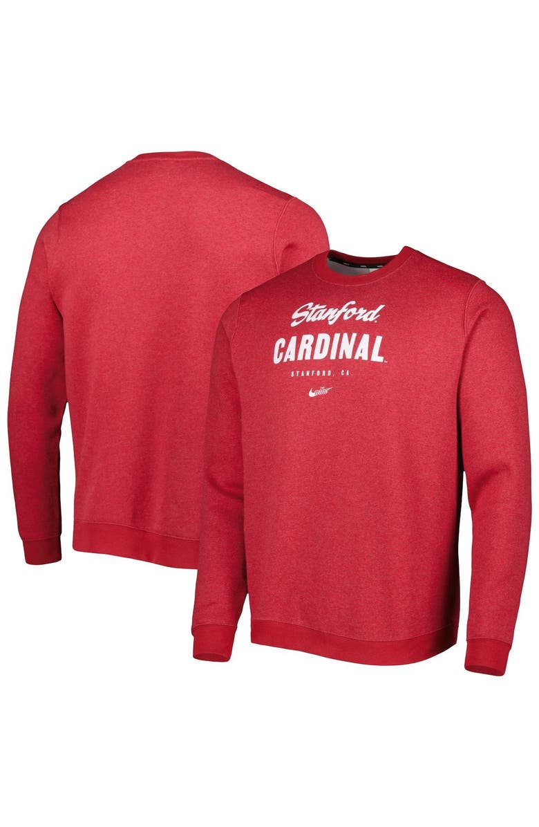 Nike Men's Nike Cardinal Stanford Cardinal Vault Stack Club Fleece Pullover Sweatshirt, Main, color,