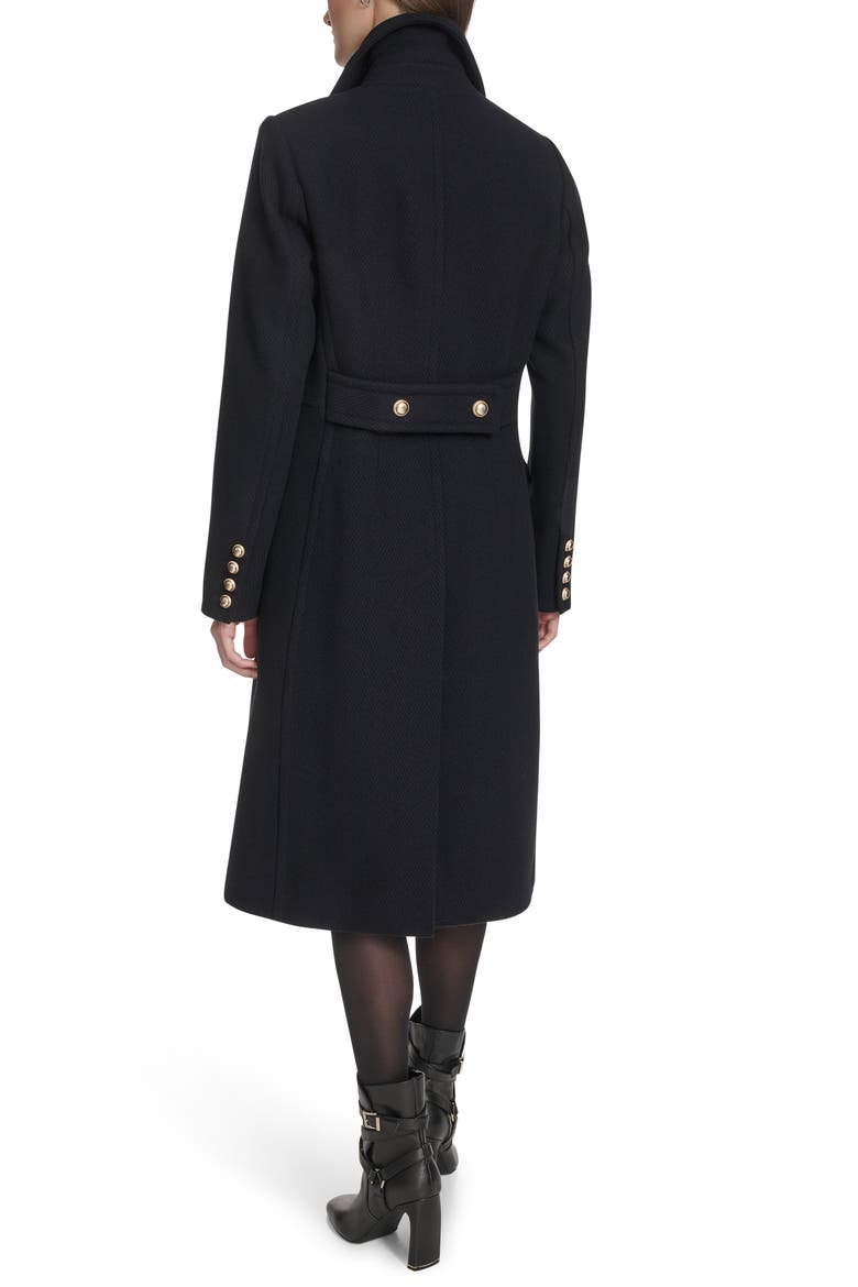 Wool Blend Double Breasted Coat, Alternate, color, NAVY