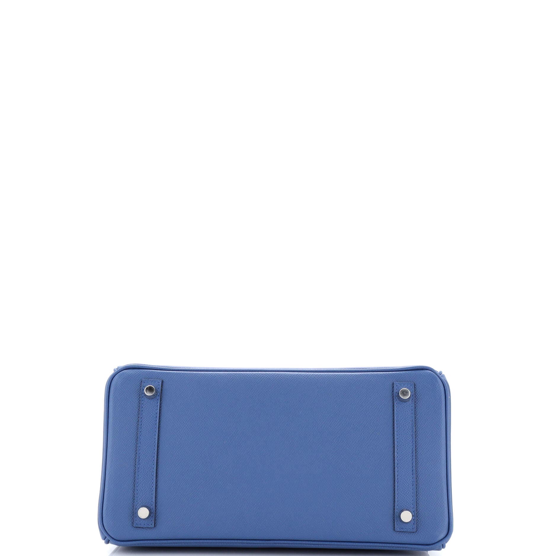 Pre-Owned Hermes Birkin Handbag Blue Epsom with Palladium Hardware 30, Alternate, color, Bleu Brighton