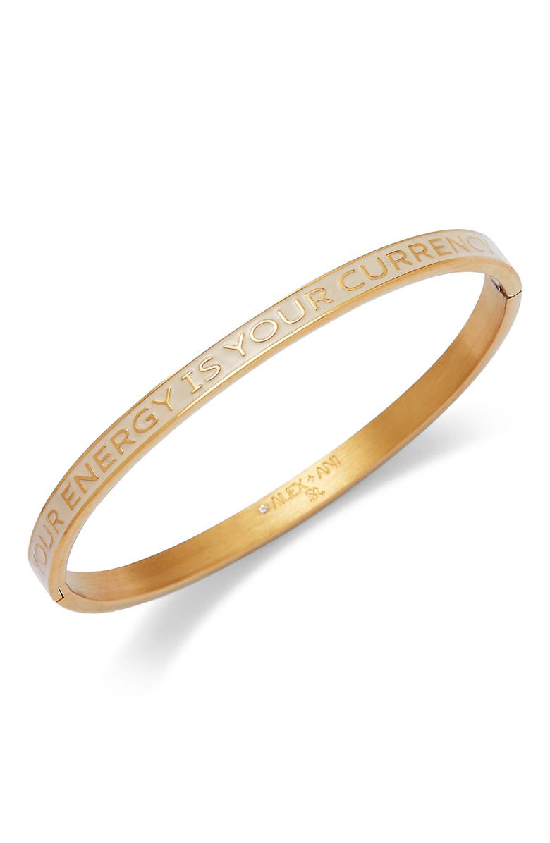 Alex and Ani Your Energy Is Your Currency Hinge Bangle Bracelet, Alternate, color, Gold