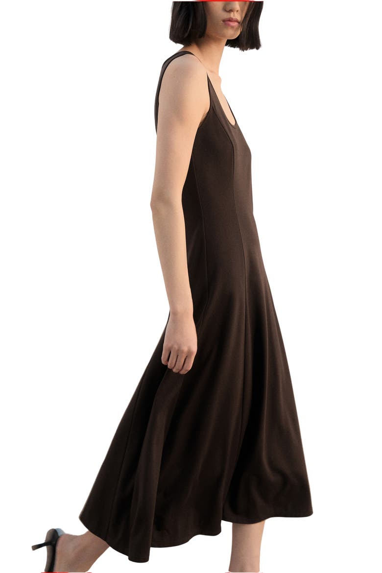 Sleeveless Midi Dress, Main, color, BROWN