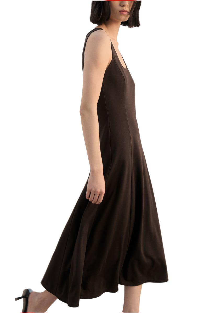 MANGO Sleeveless Midi Dress, Main, color, Brown